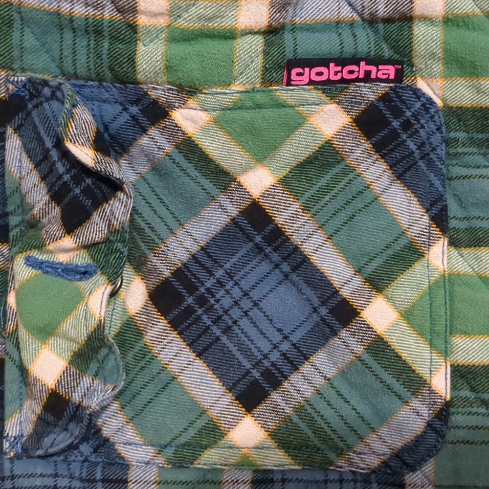 GOTCHA Farmland Flannel Quilted JACKET Bottle Green  Mens size Large - Picture 3 of 10